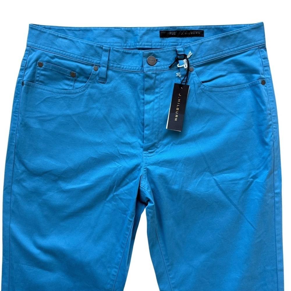 NWT J.Hilburn Men's Chino Pants 35x36 Vibrant Blue Cotton Stretch Solid Casual